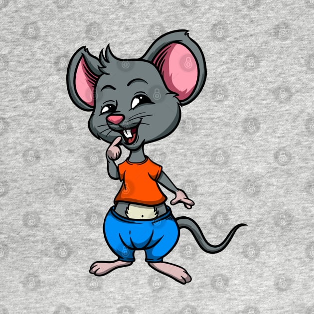 Cute Anthropomorphic Human-like Cartoon Character Mouse in Clothes by Sticker Steve